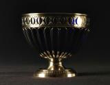 Silver sugar bowl with blue glass liner by Matthew Boulton and Plate Company