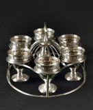 Silver egg frame with egg cups by Matthew Boulton