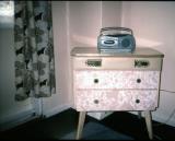 Radio-cassette and chest of drawers