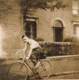 Bernard Allen on his bike in Lee Crescent