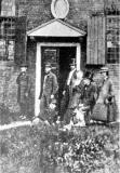 Worshippers outside the Quaker Meeting House, Stafford,