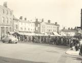 View of the market on High Street, Newcastle-under-Lyme