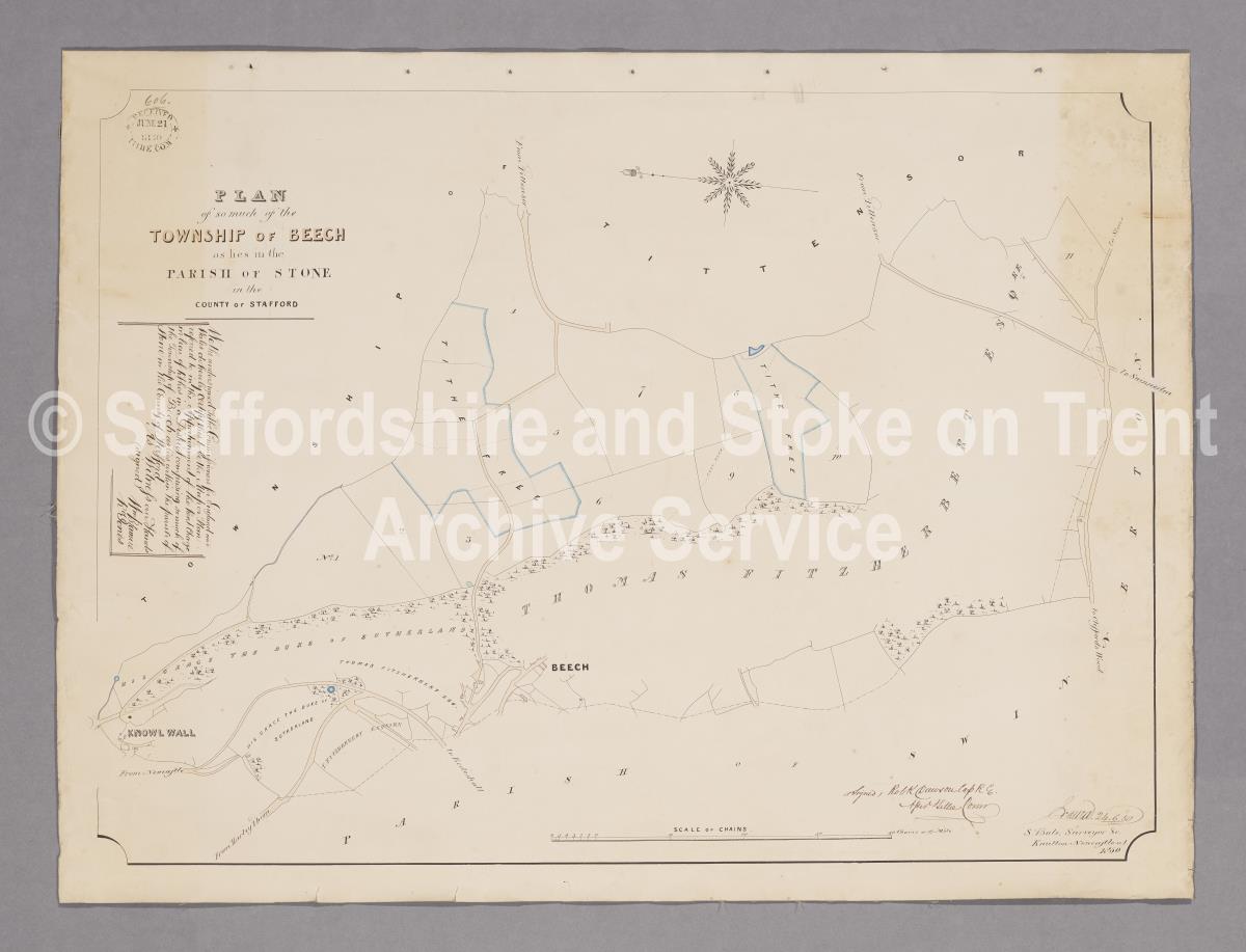 Stone, Staffordshire: Beech township tithe map