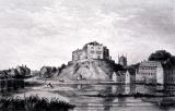 An engraving of Tamworth Castle