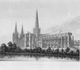 Engraving of Lichfield Cathedral from the south, Lichfield