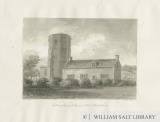Dilhorne - Church and Grammar School: sepia drawing