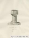 Font in Enville Church: sepia drawing