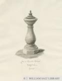 Font in Enville Church: sepia drawing