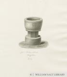 Font in Dilhorne Church: sepia drawing
