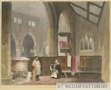 Interior of Standon Church: water colour painting