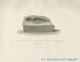 Standon Church: Ancient Stone Coffin: sepia drawing