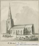 Lichfield - St. Michael's Church: pen and sepia wash drawing