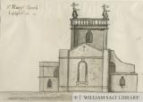 Lichfield - St. Mary's Church: sepia wash drawing