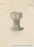 Lichfield - Font in St. Chad's Church: sepia drawing