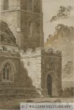 Lichfield - North Porch of St. Michael's Church: dark red sepia drawing