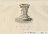 Font in Kings Bromley Church: sepia drawing