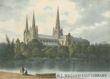 Lichfield Cathedral - South West View: water colour painting