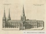 Lichfield Cathedral - South View: copper-plate engraving