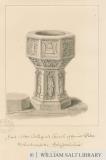 Wolverhampton - Font in St. Peter's Church: sepia drawing