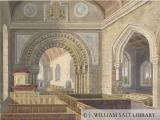Interior of Longdon Church: water colour painting