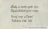 Mayfield Church - Inscription to Thomas Rolleston: pen drawing