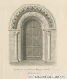 Mayfield Church - South Doorway: sepia wash drawing