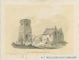 Rugeley Church (Old): sepia drawing on tinted paper