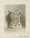 Font in Penkridge Church: water colour painting