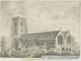 Rugeley Church (Old): pen and ink drawing