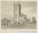 Rugeley Church (New): sepia wash drawing