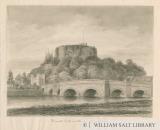 Tamworth Castle and Bridge: sepia drawing
