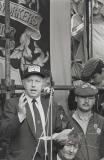 Arthur Scargill at a miner's strike demonstration, Hanley, Stoke-on-Trent 1984.