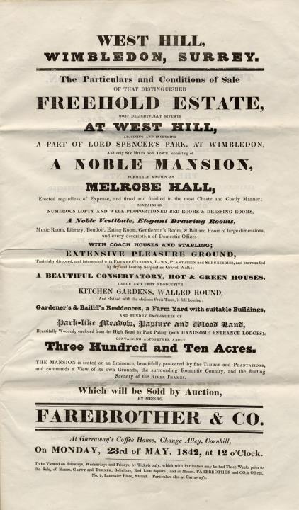 The Sale of West Hill: The Mansion House in 1842