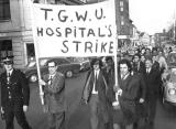 Rugby.  Hospital workers' marching