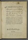 Henri Estienne, A mervaylous discourse upon... Katherine de Medici…, 1575 - title page